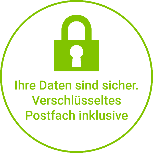 Ihre Daten sind sicher. Verschlüsseltes Postfach inklusive